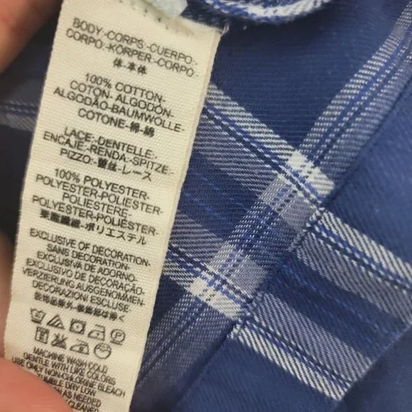 Free People Womens Size Small Blue Plaid Darling Diana Long Sleeve Shirt - Picture 5 of 10